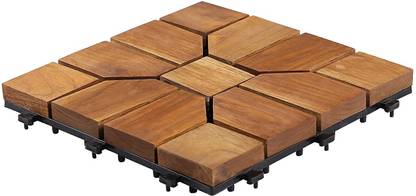Sharpex Wood Deck Tiles | Easy to Install Interlocking (1 Piece) Glossy Wood