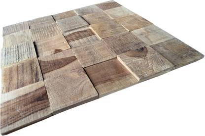ECO 3D Panels Teak wood Panels for Wall and ceiling ( Pack of 11 tiles covering 17.16 sqft.) Wood Natural, Modern