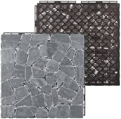 Plantex Pabble Stone Tiles Quick Flooring Solution for Indoor(1217,Grey Stones,Packof 6) Matt Stone