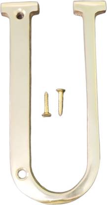 Robin Export Company 150 MM (6Inch) Alphabet 'U' brass Letter Design Door House Address With 2 Screws Sign