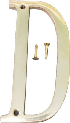 Robin Export Company 150 MM (6Inch) Alphabet 'D' brass Letter Design Door House Address With 2 Screws Sign