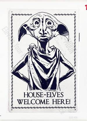 SquareMoon Harry Potter Tin Sign Small Dobby Plaque, Decorative Wall Tin Poster Sign