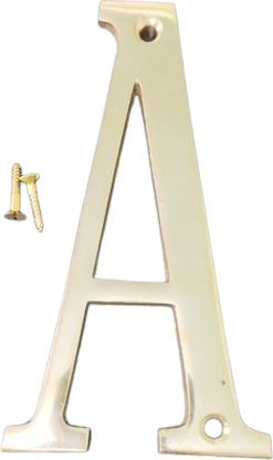 Robin Export Company 150 MM (6Inch) Alphabet 'A' brass Letter Design Door House Address With 2 Screws Sign