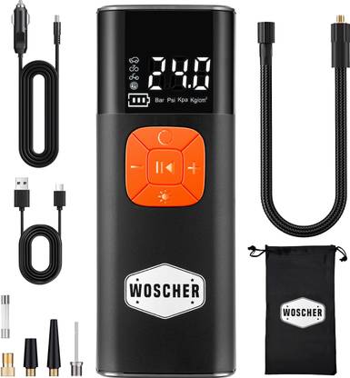 Woscher i6 4000mAh 2in1 Cordless Tyre Inflator 150 psi Tyre Air Pump for Car & Bike