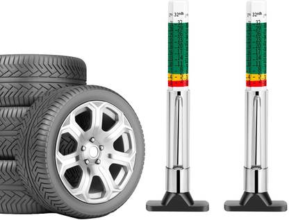 ELEPHANTBOAT Stick Tire Pressure Gauge Tire Tread Depth Gauge 2 Pack Color Coded Stainless Steel