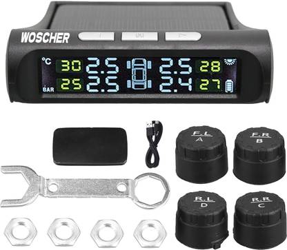 Woscher Smart Tyre Pressure Gauge TyrePro(876G),TPMS Solar Car Tyre Pressure Monitoring System