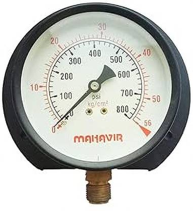 Implemental Analog Tire Pressure Gauge Pressure Gauge Industrial Heavy Duty Size 4 Inch (800 PSI, 56Kg/Cm²)