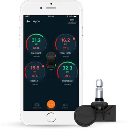 SensAiry Smart Tyre Pressure Gauge 4 Wheeler Tyre Pressure Monitoring System (TPMS-4Qty)