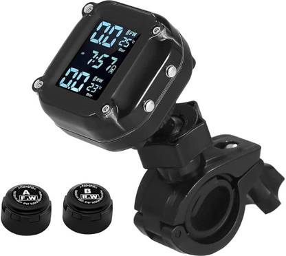STHIRA Smart Tyre Pressure Gauge Motorcycle Tire Pressure Monitor Mountable LCD Wireless TPMS with 2 External
