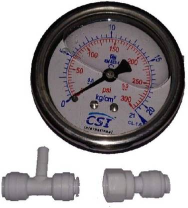 Capital Analog Tire Pressure Gauge RO Water Purifier Pressure Gauge Kit Booster Pump PSI Meter Tester 1/4" (0-21 Kg/cm2 300 PSI) Diaphragm Water Pump (