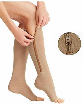 PKK TRADERS Zipper Compression Socks Leg Support Stocking Thin Leg Burn Fat Leg Support