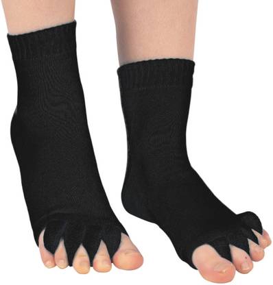Evissa Five Toes Separators Foot Sock Alignment Straightener Socks Foot Support - Grey