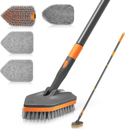 INCLUSSHOP Bathroom Cleaning Brush with Long Handle for Tiles, Floor, Toilet, Window, Glass with Holder