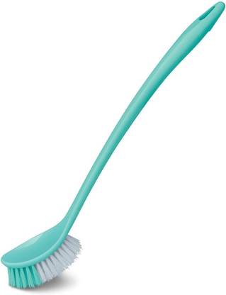 KANAKADHARA Aqua Green Long Handle Toilet Seat Cleaning Brush for Bathroom Floor with Holder