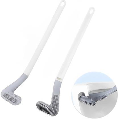 Ferimus Golf Silicon Toilet Brush with Slim No-Slip Long Handle, Flex Toilet Brush