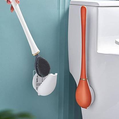 KANAKADHARA Silicone Water Drop Toilet Brush and Holder Set, Automatic Opening and Closing with Holder