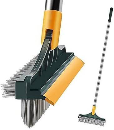 MOREMOTION 3 In 1 Tiles Cleaning Floor Scrub Brush With Long Handle Floor Cleaning Brush Nylon Wet and Dry Broom