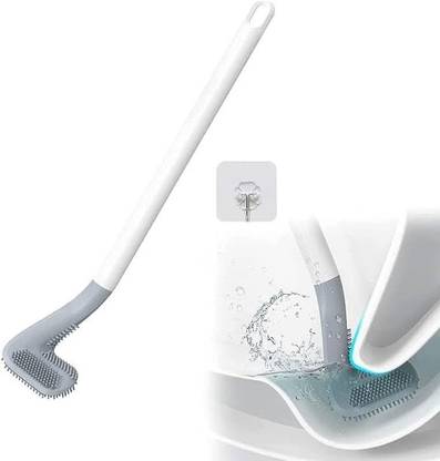 Top Select Silicon Toilet Cleaning Brush with Slim No Slip Long Handle Toilet Brush 1 pc with Holder