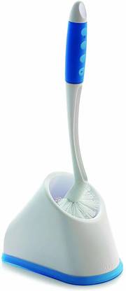 cello Angular Toilet Brush with Storage (Blue and White) with Holder