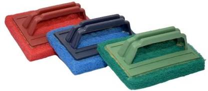Om Enterprise Tile Brush, Bathroom Scrubber Brush with Handle Pack of 3 (Multicolor) with Holder