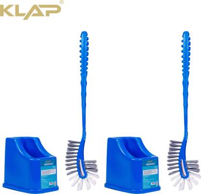 KLAP Double Hockey Shape Toilet Brush With Stand| For Toilet Cleaning (Pack of 2) with Holder