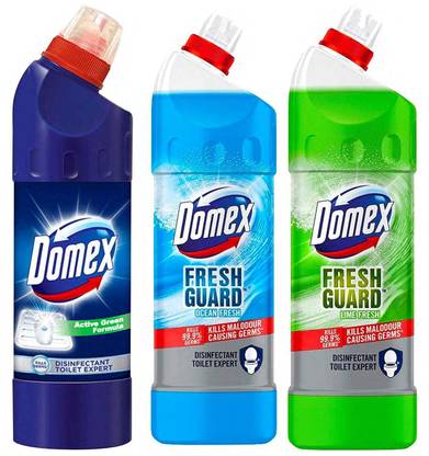 Domex FRESH GUARD AND ACTIVE GREEN FORMULA AND LIME FRESH TOILET DISINFECTANT CLEANER Lemon Liquid Toilet Cleaner