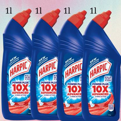 Harpic Disinfectant Toilet Cleaner Liquid, Original -1 LITER*4 Liquid Toilet Cleaner