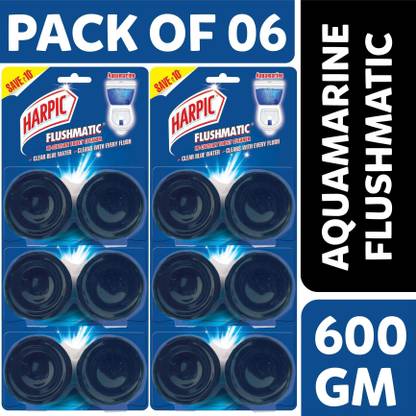 Harpic Flushmatic Twin In-Cistern Toilet Cleaner (Aquamarine) - 600 g Aquamarine Block Toilet Cleaner