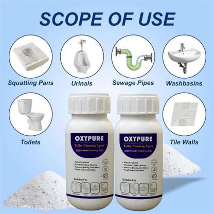 Shineshake Oxypure Toilet Cleaning Agent, Powder Foaming Formula, Deep Cleaning for Stains Powder Toilet Cleaner