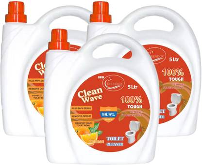 PRENDOX CLEAN WAVE Toilet Cleaner Liquid |10 Ltr | Freshness for 100 Flush Orange Liquid Toilet Cleaner