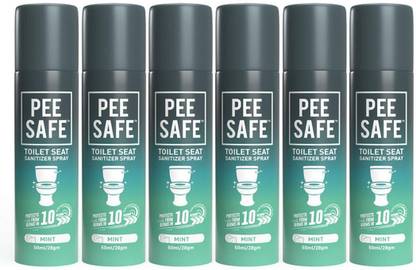 Pee Safe Toilet Seat Sanitizer Spray - Mint (50ml, Pack of 6) Mint Spray Toilet Cleaner