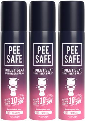 Pee Safe Toilet Seat Sanitizer (Floral) - Spray - Pack of 3, 75ml Floral Spray Toilet Cleaner