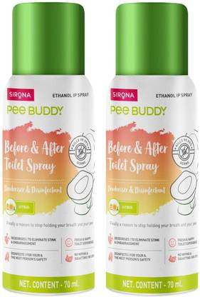 PeeBuddy Toilet Seat Sanitizer Spray - Pack of 2 (140 ml)| Reduces UTI Risk & Infection Citrus Spray Toilet Cleaner