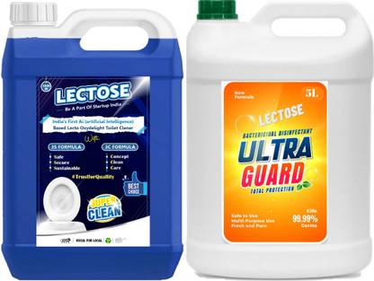 lectose 5L Best Non-Acidic Toilet Cleaner with 5L Best Phenyl Floor Cleaner Aloha Liquid Toilet Cleaner