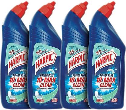 Harpic Toilet Cleaner Liquid, Marine - 1 Litre (Pack of 4) | Suitable for Toilet Bowls Lily Liquid Toilet Cleaner