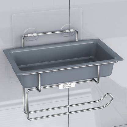 Impulse by Plantex Self Adhesive Toilet Paper Holder/Tissue Paper Roll Holder with Mobile Stand Stainless Steel Toilet Paper Holder