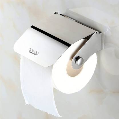 Spazio JOY Toilet Paper Holder / Tissue Dispenser For Bathroom (Chrome) - Pack Of 1 Stainless Steel Toilet Paper Holder