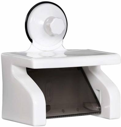 Getko With Device Suction Cup Toilet Paper Roll Holder Tissue Stand Organizer for Kitchen and Bathroom Plastic Toilet Paper Holder