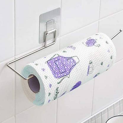 Bainsh Self Adhesive Tissue Paper Stand Towel Hanger Rack Kitchen Bathroom Steel Toilet Paper Holder