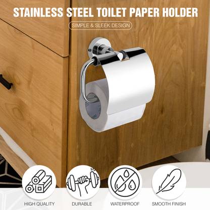 GLOXY Stainless Steel Toilet Paper Holder Tissue Roll Dispenser Bathroom Accessories Stainless Steel Toilet Paper Holder