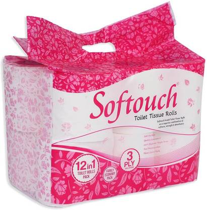Softouch 3 Ply Toilet Paper tissue roll 12-in-1 Toilet Paper Roll