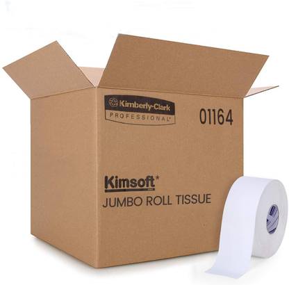 Kimberly Clark Kimsoft 2 ply Toilet Paper Tissue Jumbo Roll, 16 Rolls, 225 Mtre/Roll Toilet Paper Roll