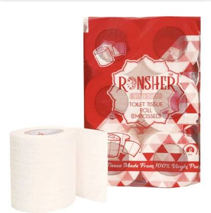 RONSHER Toilet Roll, 2PLY, Toilet Tissues- (6 Rolls , 1500 Sheet) Toilet Paper Roll