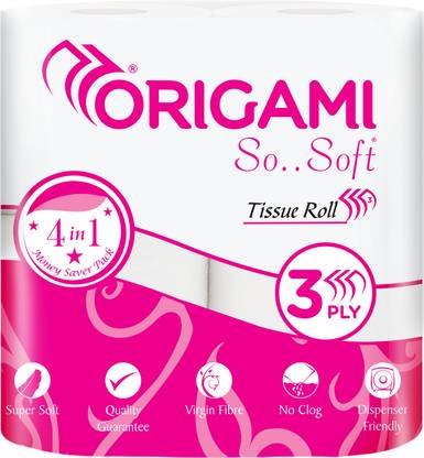 Origami So Soft Pack of 4 - 340 Pulls Per Unit Toilet Paper Roll