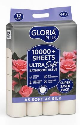 GLORIA 4-Ply Toilet Paper Tissue Roll Family Pack Toilet Paper Roll