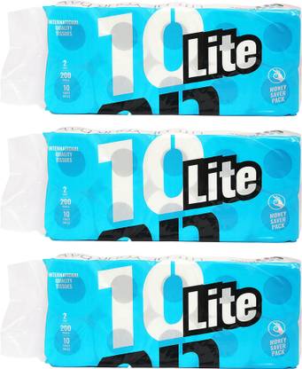 10 on TISSUES Lite Soft 2 Ply Toilet Paper Roll, 10 IN 1, Pack of 2, (200 x 30 = 6000 Sheets) Toilet Paper Roll