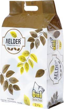 aelder 2 Ply Toilet Paper Tissue Roll Family Pack 6-in-1 (220 Sheets Per roll) Toilet Paper Roll