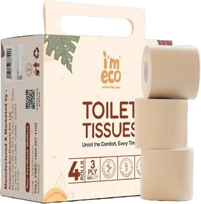 IMECO 100% Natural, Soft & Highly Absorbent | 4 Rolls X 220 Pulls Each | Pack of 1 Toilet Paper Roll