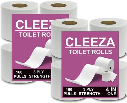 CLEEZA Official Use Toilet Paper 3Ply Pack of 4 (160 Pulls) Toilet Paper Roll