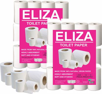 Eliza 3 Ply Toilet Tissue Rolls with 100% Natural Tissue | Tissue Roll | Pack of 12 Toilet Paper Roll